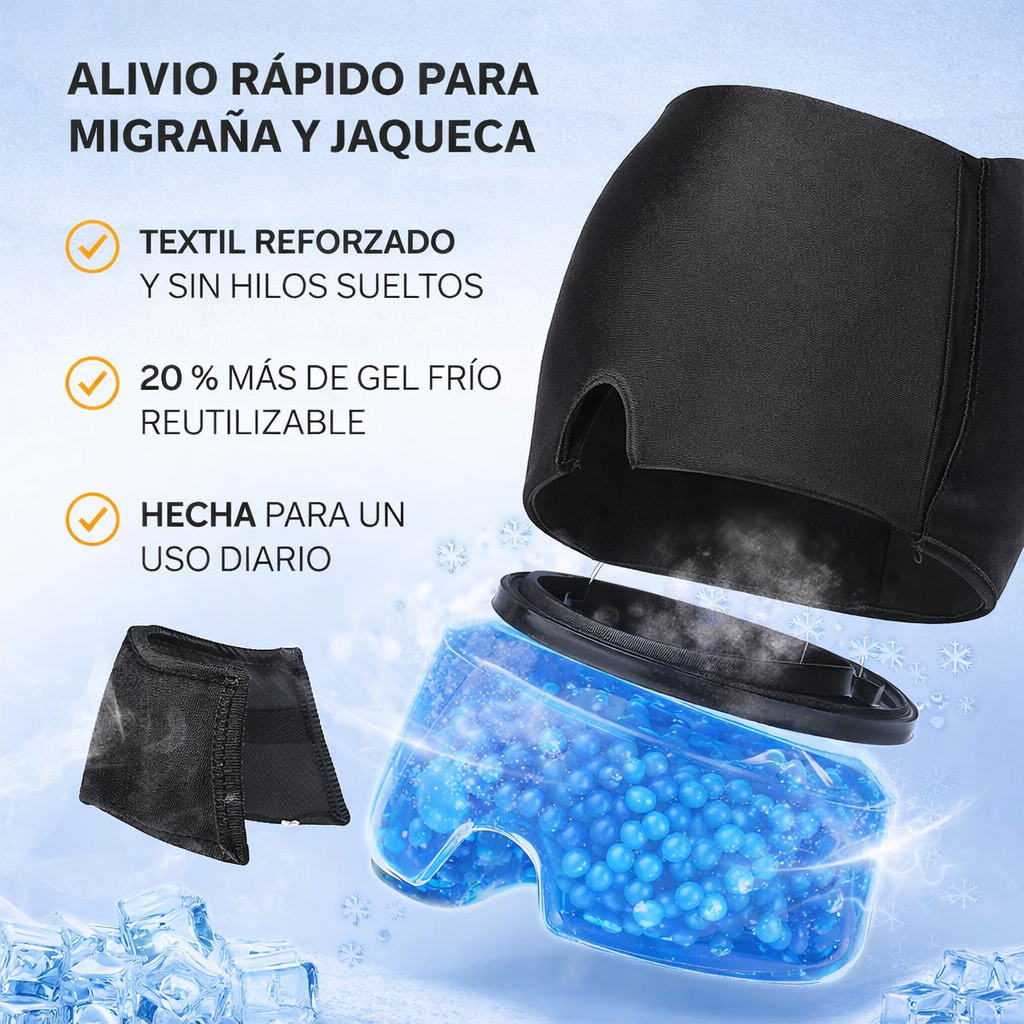 Gorro de gel para alivio de migrañas