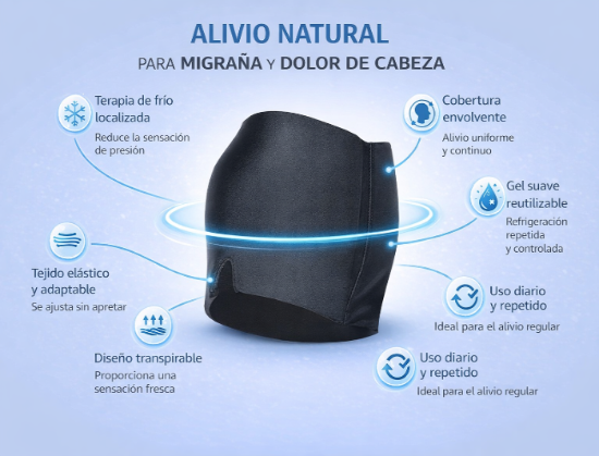 Gorro de gel para alivio de migrañas